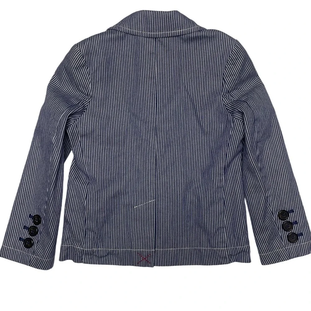 Mini Boden Navy Stripe Stretch Cotton Blazer Toddler 3/4